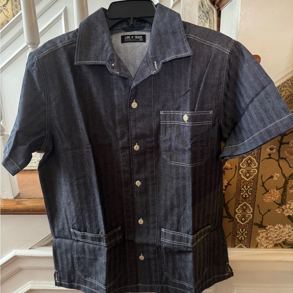 Line of Trade Men's Short-Sleeve Denim Button-Down Shirt - Dark Indigo